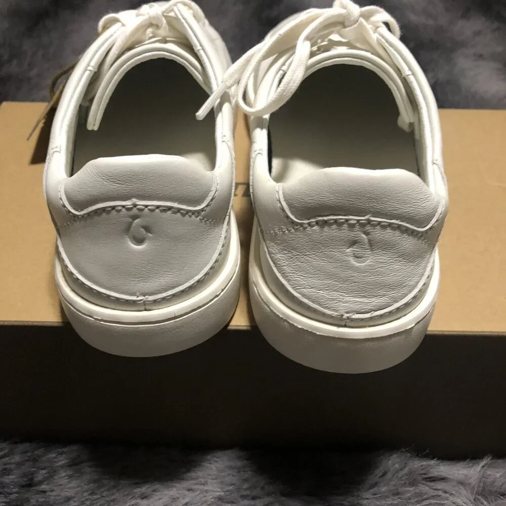 OluKai Women’s Pehuea Li ‘Ili Bright White Lace Up Shoes, Size 8, 20433-WBWB - Picture 4 of 6